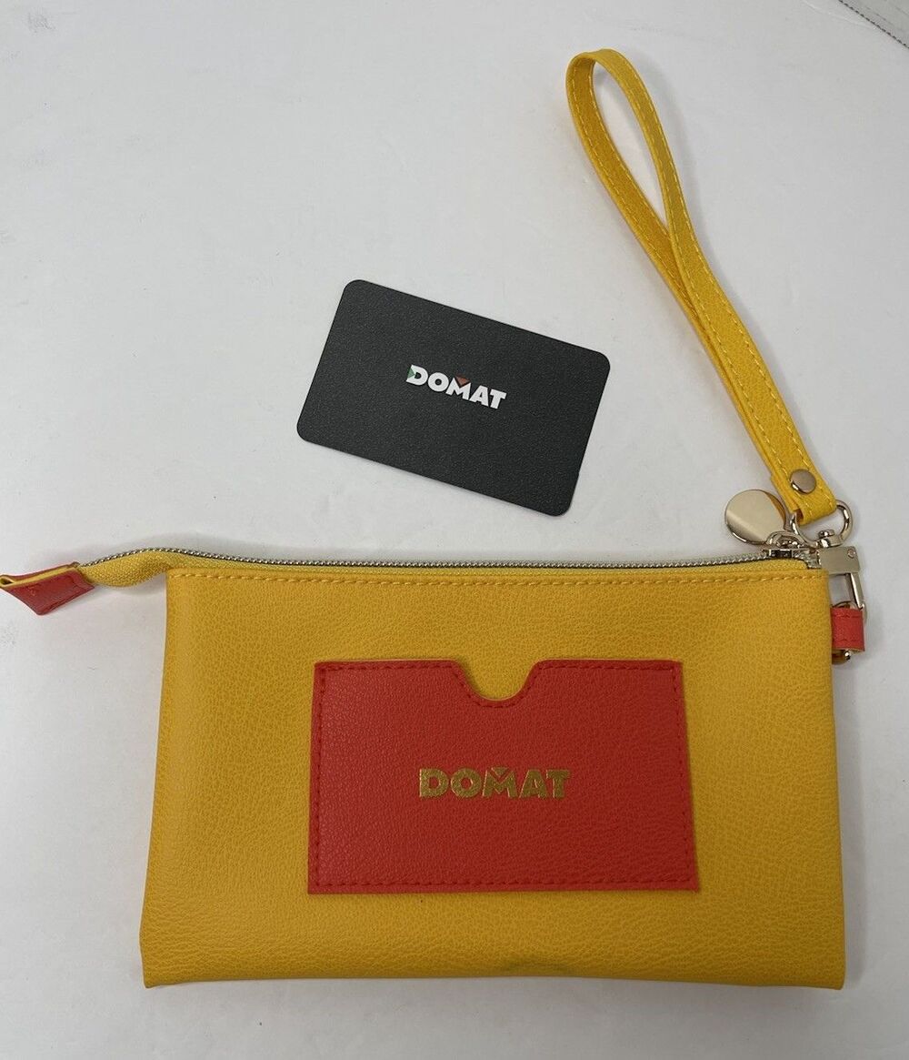 Domat Yellow Orange Zip Up Wristlet 7x4"